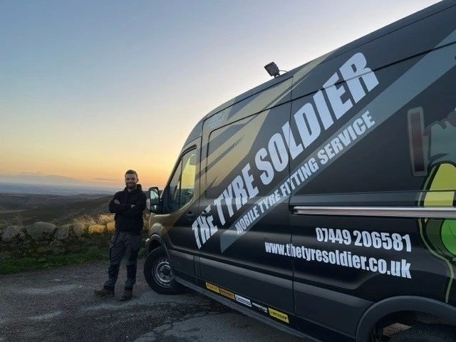 Matt Brown and Keri Peters — directors of The Tyre Soldier, mobile tyre fitting, Dundee.